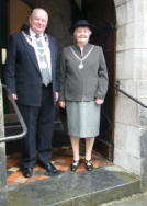 The Mayor and Mayoress Councillor and Mrs Eden arrive at the Pembroke Dock Civic Service May 2010